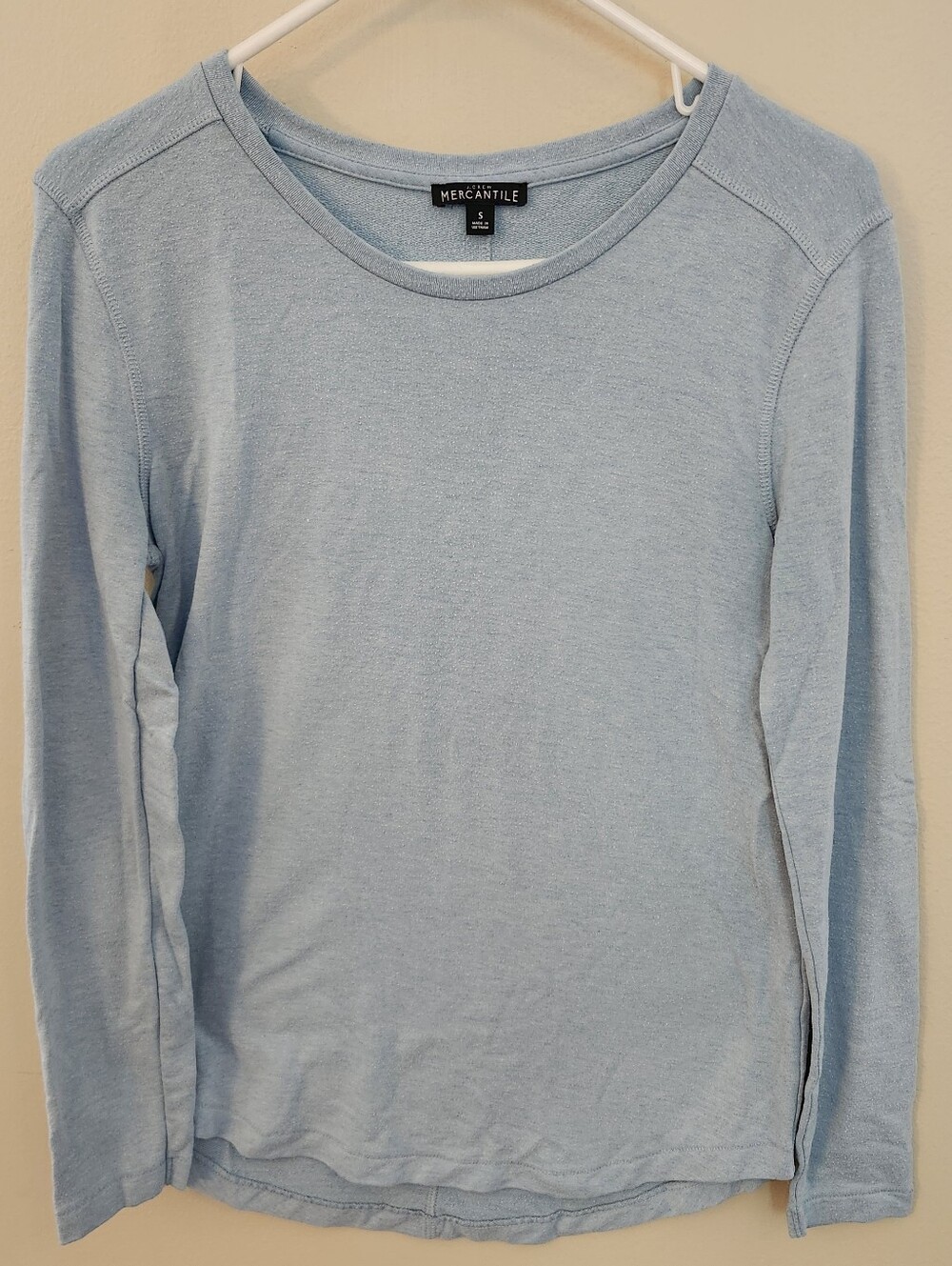 J.Crew Mercantile Women's Blue Solid Crew Neck Long Sleeve Pullover T-Shirt S